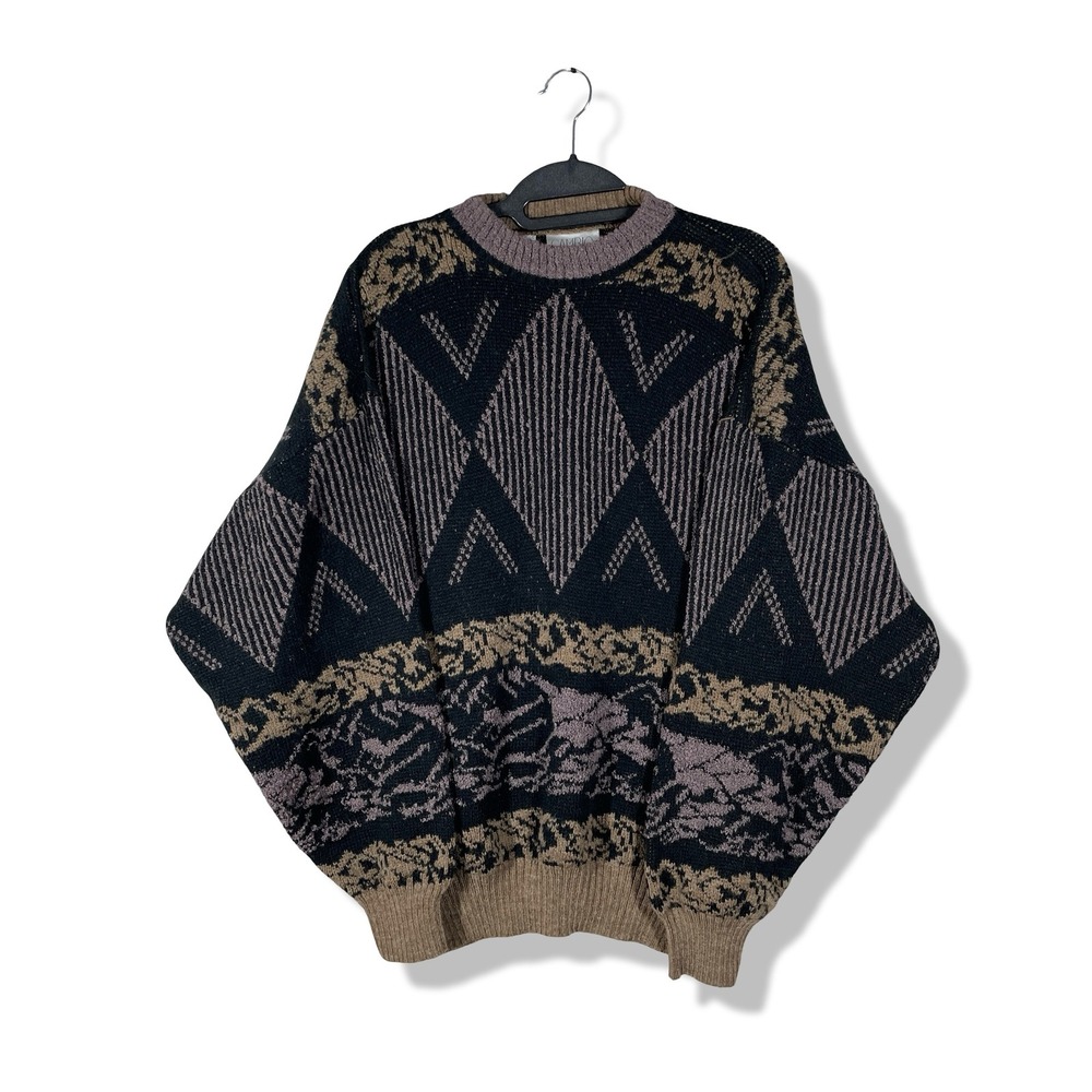 Cambio Italia Knit Sweater Mens L Multicolor Geometric Vintage 90s Grandpa Core